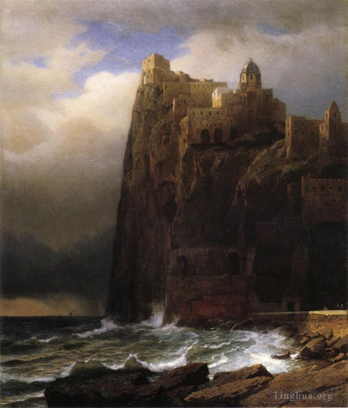 William Stanley Haseltine Peinture à l'huile - Falaises côtières alias Ischia