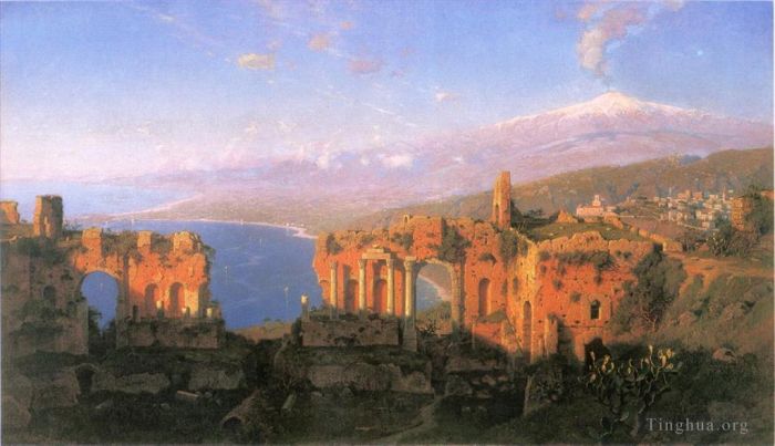 William Stanley Haseltine Peinture à l'huile - Théâtre grec de Taormina