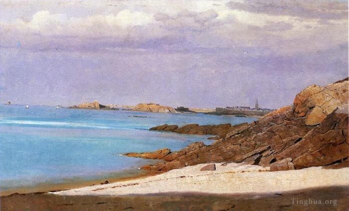 William Stanley Haseltine Peinture à l'huile - Saint Malo Bretagne