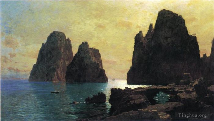 William Stanley Haseltine Peinture à l'huile - Les rochers Faraglioni