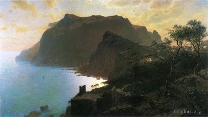 William Stanley Haseltine Peinture à l'huile - La mer depuis Capri