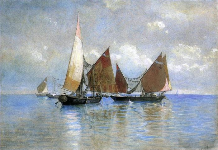 William Stanley Haseltine Peinture à l'huile - Bateaux de pêche vénitiens
