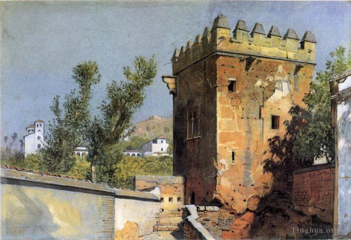 William Stanley Haseltine Peinture à l'huile - Vue depuis l'Alhambra Espagne