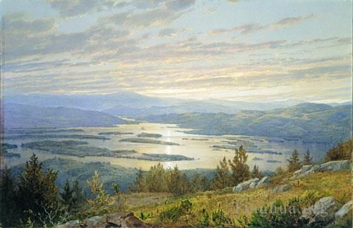 William Trost Richards Peinture à l'huile - Lac Squam depuis Red Hill