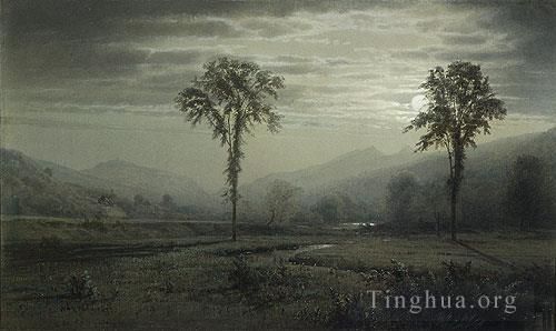 William Trost Richards Peinture à l'huile - Clair de lune sur le mont Lafayette New Hampshire