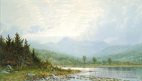 William Trost Richards Peinture à l'huile - Coucher de soleil sur le mont Choconua dans le New Hampshire
