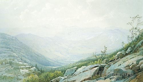 William Trost Richards Peinture à l'huile - La chaîne du mont Washington