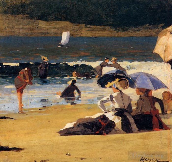 Winslow Homer Peinture à l'huile - Au bord du rivage