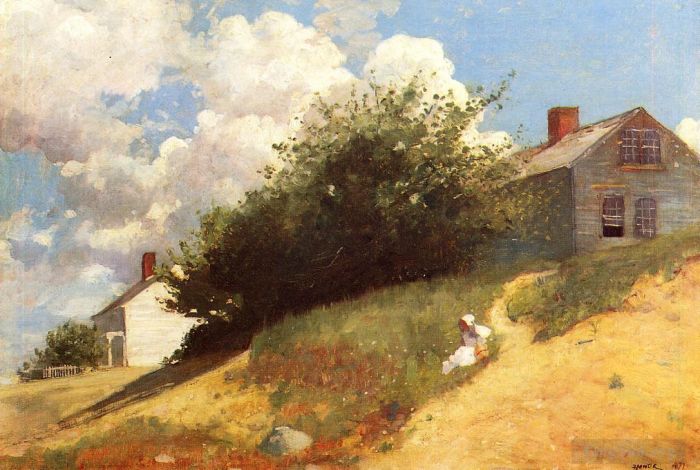 Winslow Homer Peinture à l'huile - Maisons sur une colline
