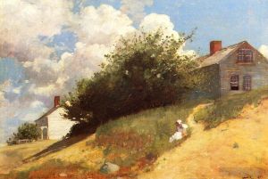 Winslow Homer œuvres - Maisons sur une colline