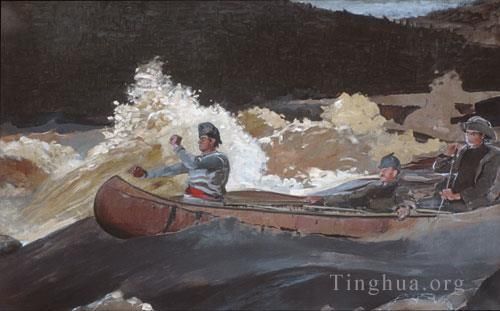 Winslow Homer Peinture à l'huile - Tirer sur les rapides