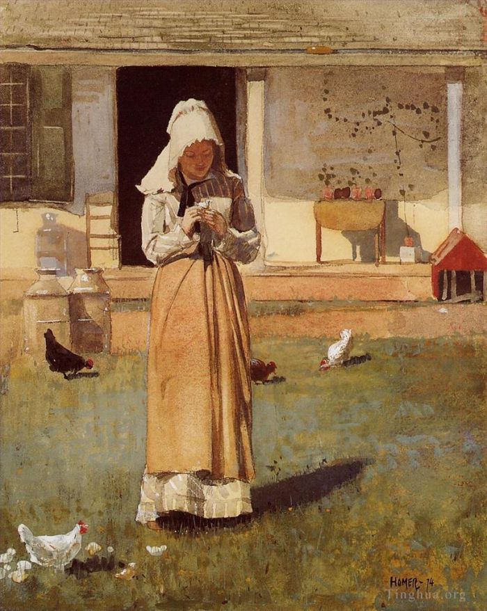 Winslow Homer Peinture à l'huile - Le poulet malade
