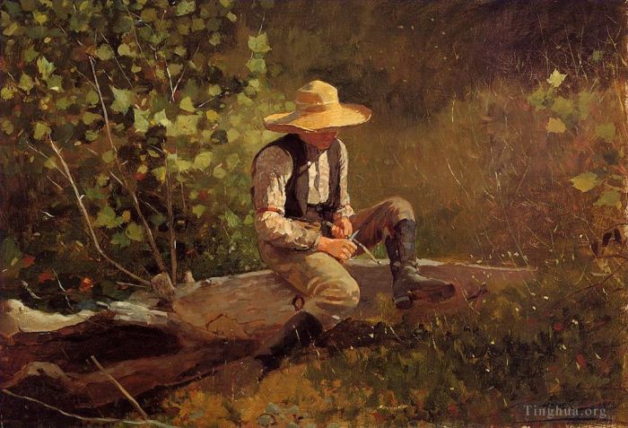 Winslow Homer Peinture à l'huile - Le garçon Whittling