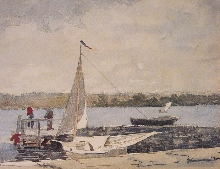 Winslow Homer Types de peintures - Un sloop à un quai de Gloucester