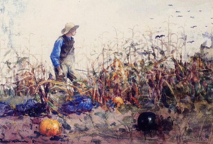 Winslow Homer Types de peintures - Parmi les légumes alias Garçon dans un champ de maïs