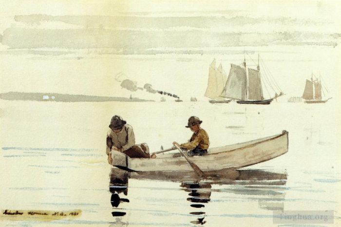 Winslow Homer Types de peintures - Les garçons pêchent dans le port de Gloucester