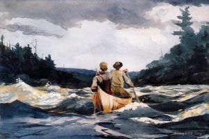 Winslow Homer œuvres - Canoë dans les rapides