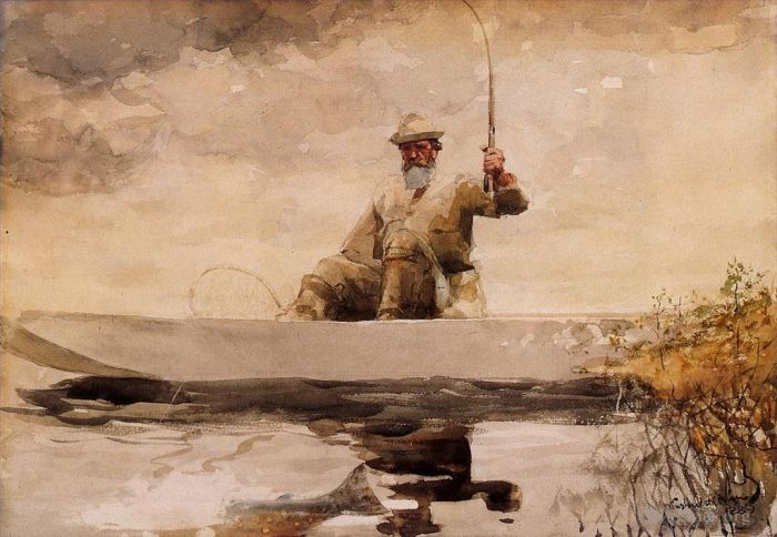 Winslow Homer Types de peintures - Pêche dans les Adirondacks
