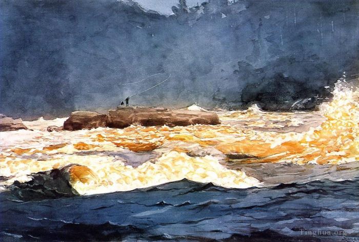 Winslow Homer Types de peintures - Pêcher dans les rapides du Saguenay