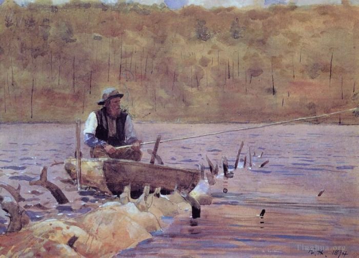 Winslow Homer Types de peintures - Homme dans une barque à la pêche