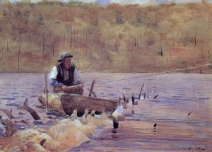 Winslow Homer œuvres - Homme dans une barque à la pêche