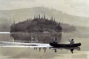 Winslow Homer œuvres - Deux hommes dans un canoë