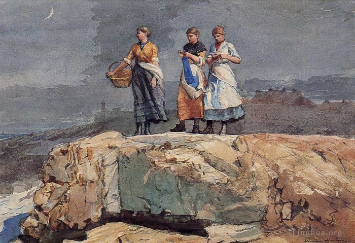 Winslow Homer Types de peintures - Où sont les bateaux, alias Sur les falaises
