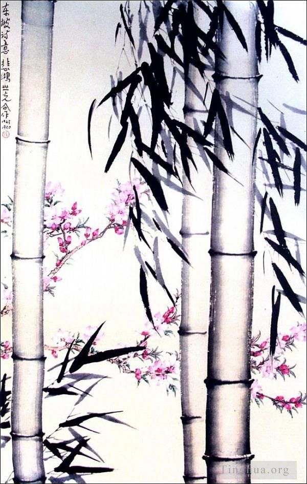Xu Beihong Art Chinois - Bambou et fleurs