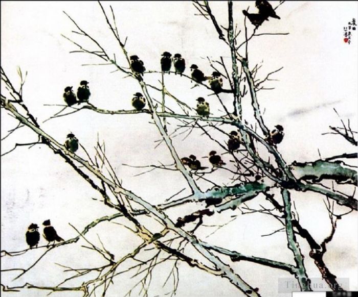 Xu Beihong Art Chinois - Oiseaux sur branche