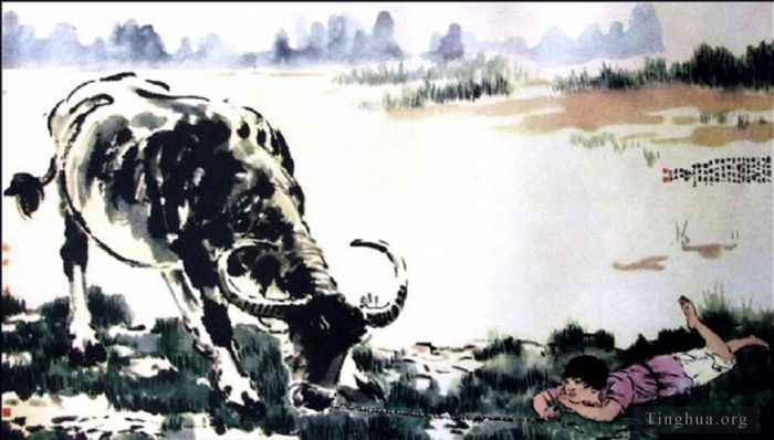 Xu Beihong Art Chinois - Corydon et bétail