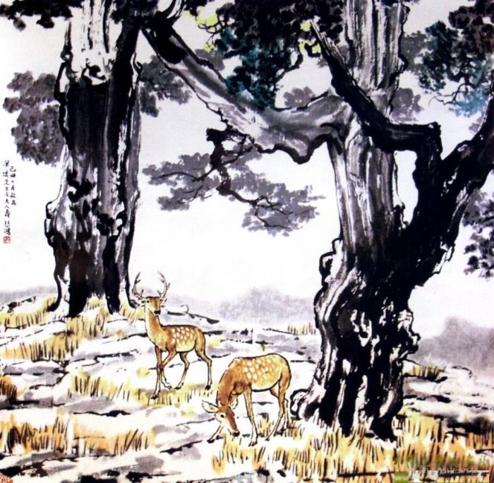 Xu Beihong Art Chinois - Cerf