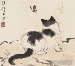 Xu Beihong œuvres - Chaton avec papillon 1944