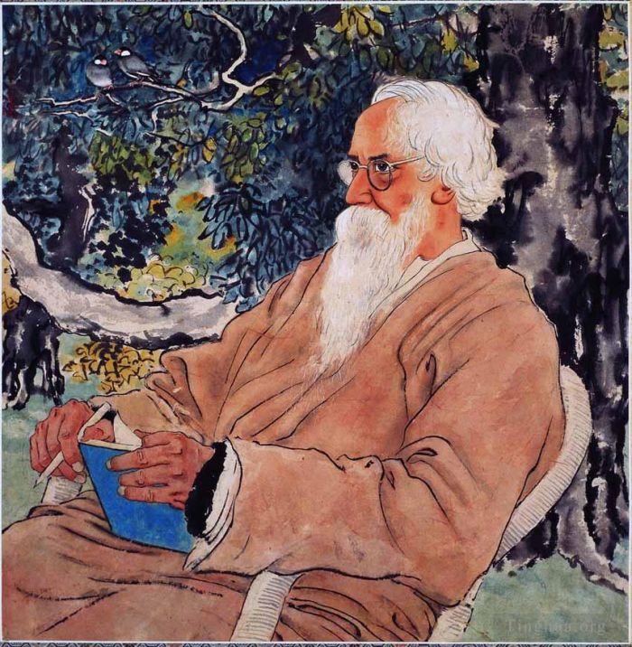 Xu Beihong Art Chinois - Portrait de Rabindranath Tagore