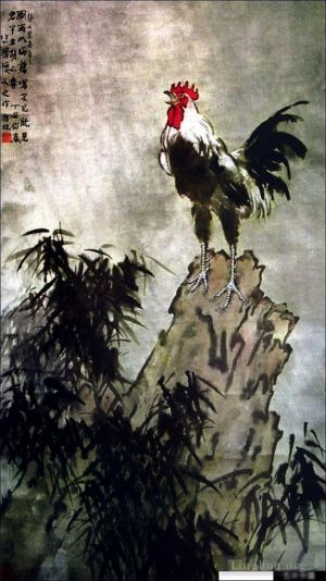 Xu Beihong œuvres - Coq sur rocher