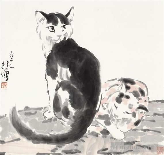 Xu Beihong Art Chinois - Deux chats