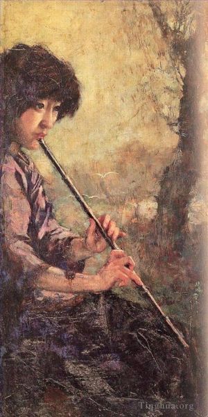 Xu Beihong œuvres - Le son de la flûte